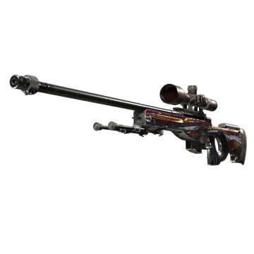 The AWP Chrome Cannon skin from CS2 which has a metallic paintjob that changes color based on its environment. 