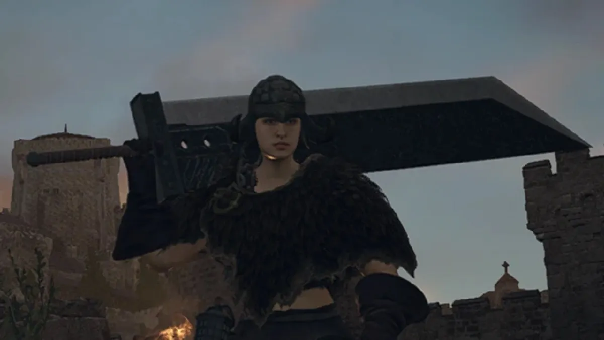 Dragon's Dogma 2 Arisen holding Buster Sword