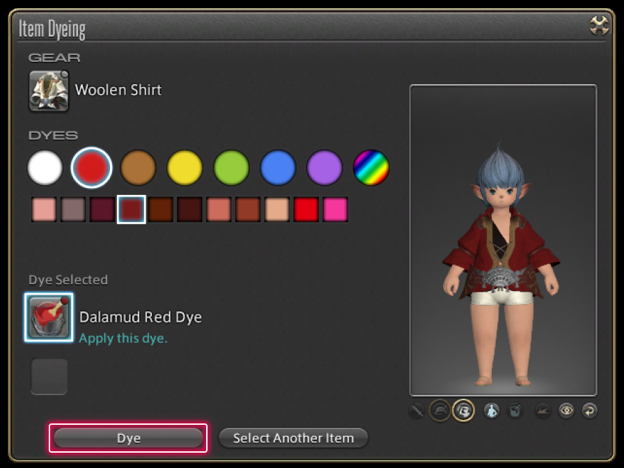 The dye system in FFXIV