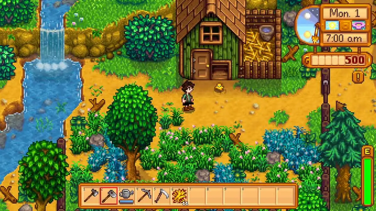 Stardew Valley Meadowlands ファームの説明: レイアウト、スターター アイテム、欠点