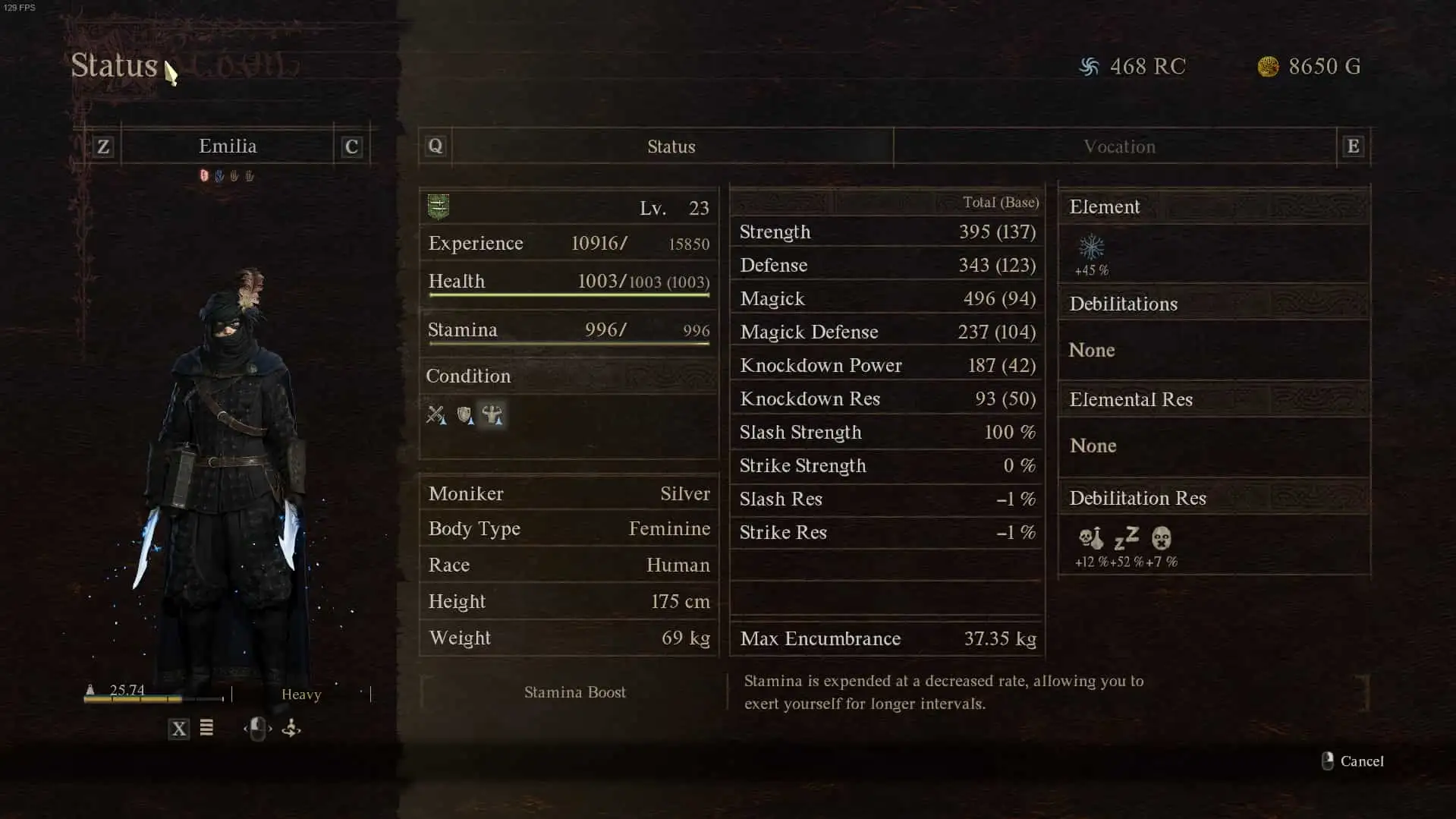 Thief status screen in Dragon's Dogma 2.