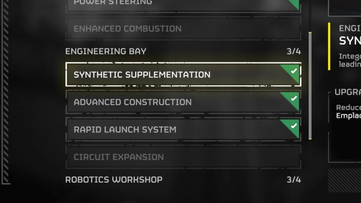 The Engineering Bay Ship Module upgrades in Helldivers 2.