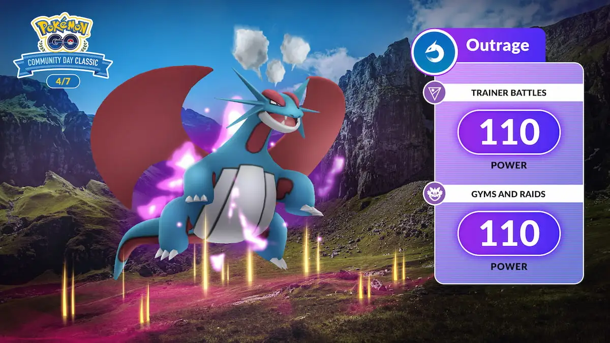 Salamence in Pokémon Go with a selection of stats.