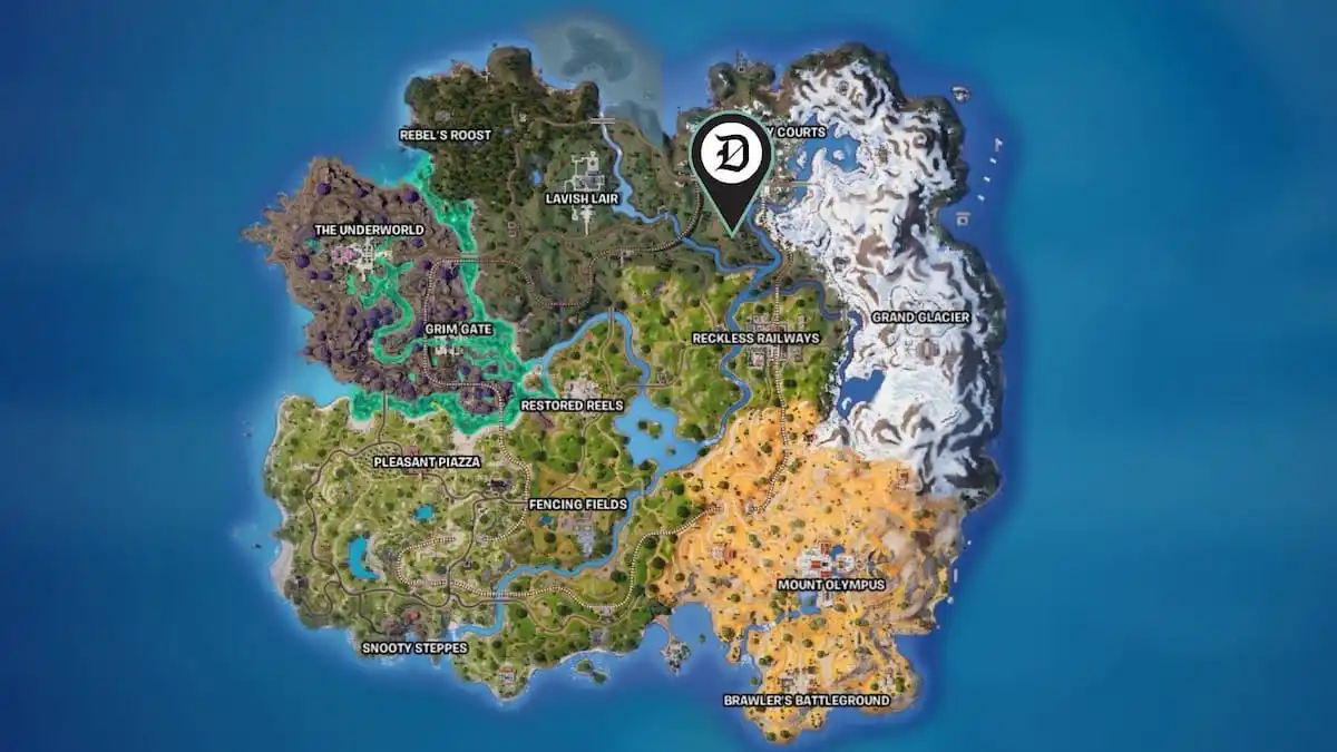 The Cemetery location marked in Fortnite.