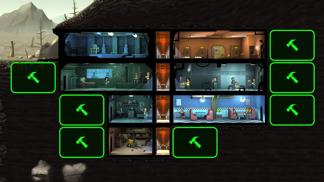 Fallout Shelter build menu.