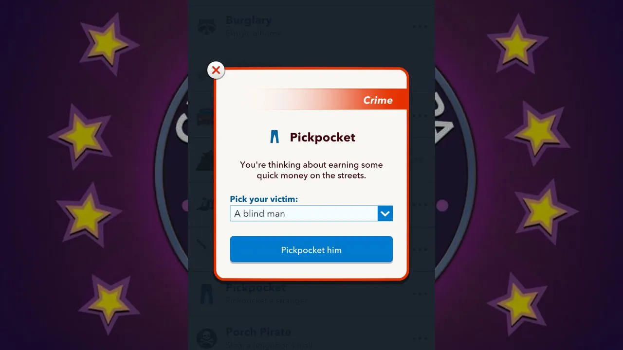 pickpocketing in BitLife