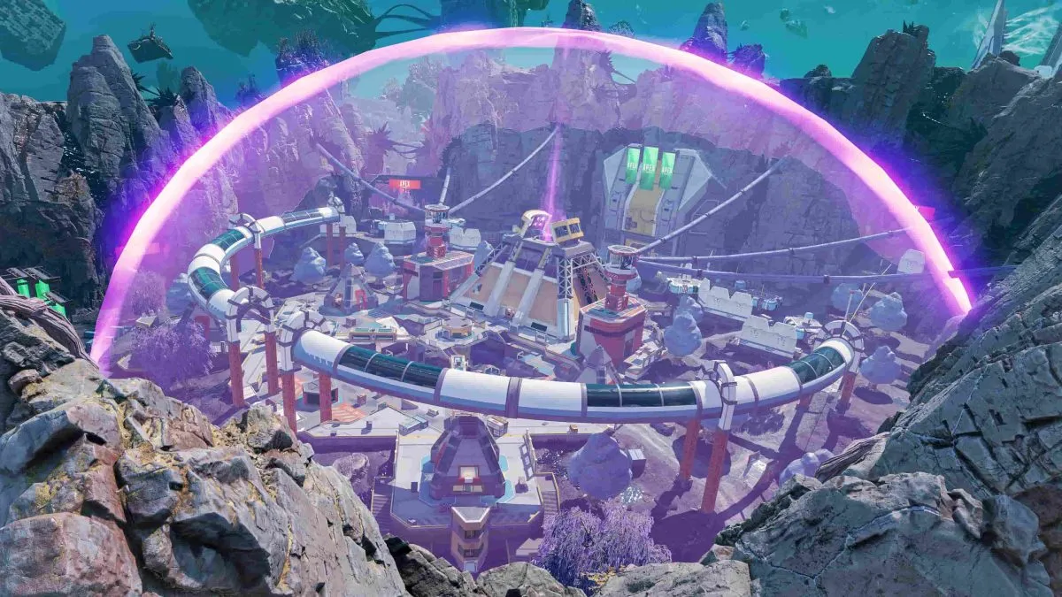 The Quarantine Zone, a big POI surrounded by a large purple bubble.