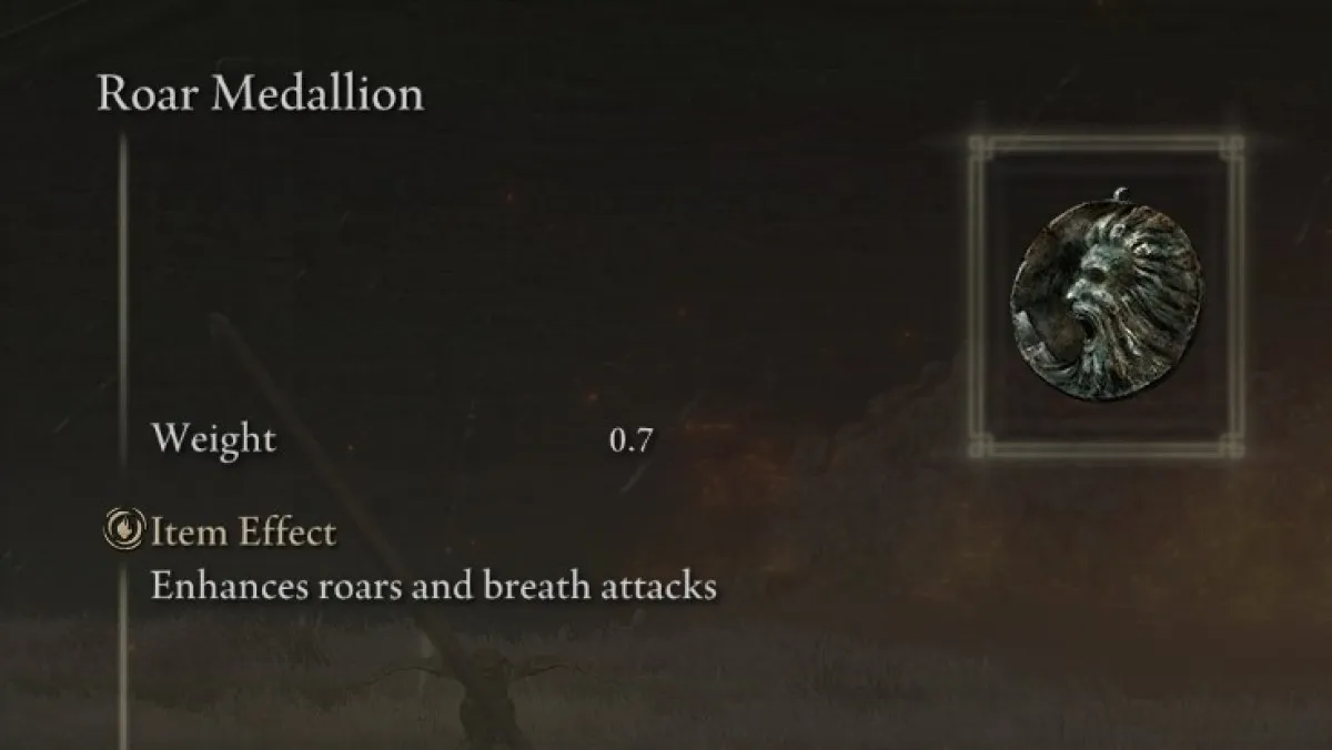 The Roar Medallion in Elden Ring, as shown in the inventory.