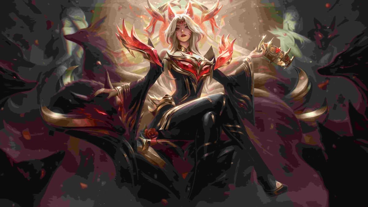 Hall of Legends Ahri Premium edition splash art for League of Legends