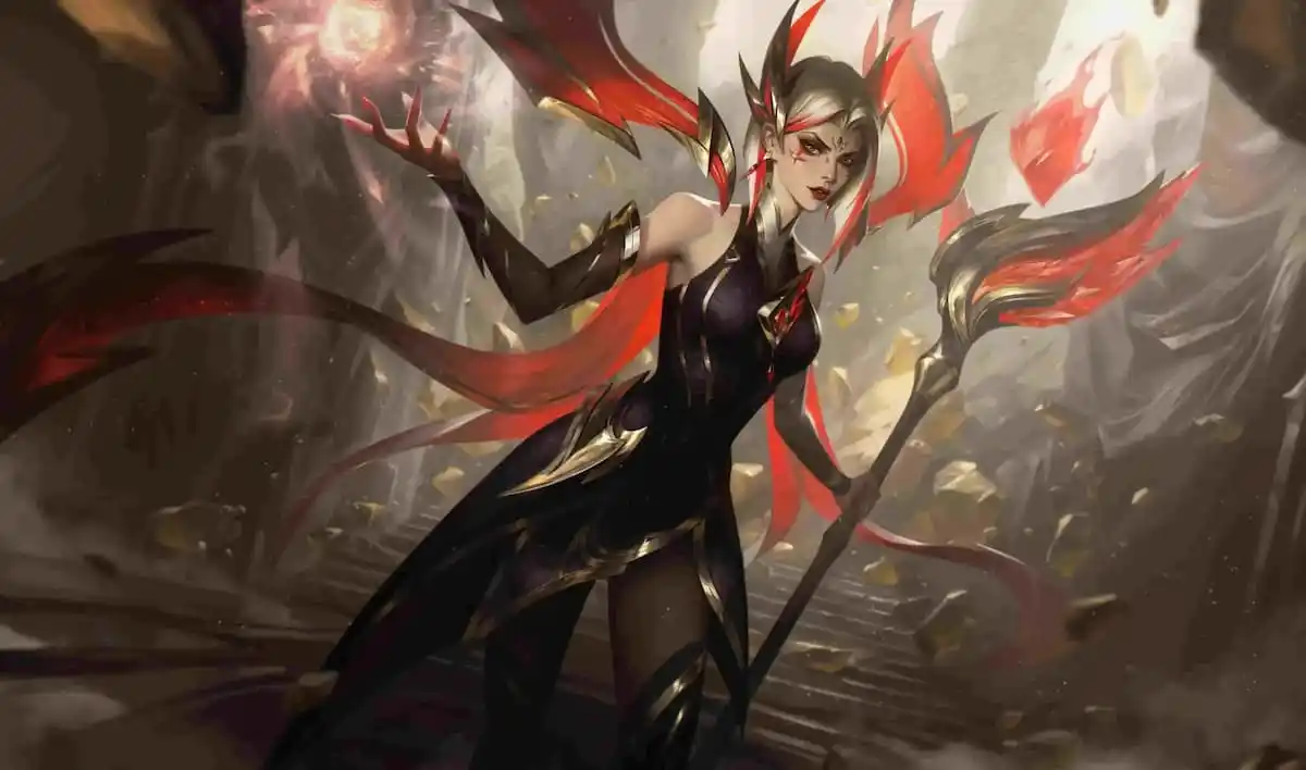 Splash art for Hall of Legends LeBlanc skin in League of Legends