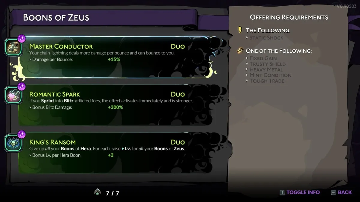 The Master Conductor Duo Boon in Hades 2, shown in the Book of Shadows menu.