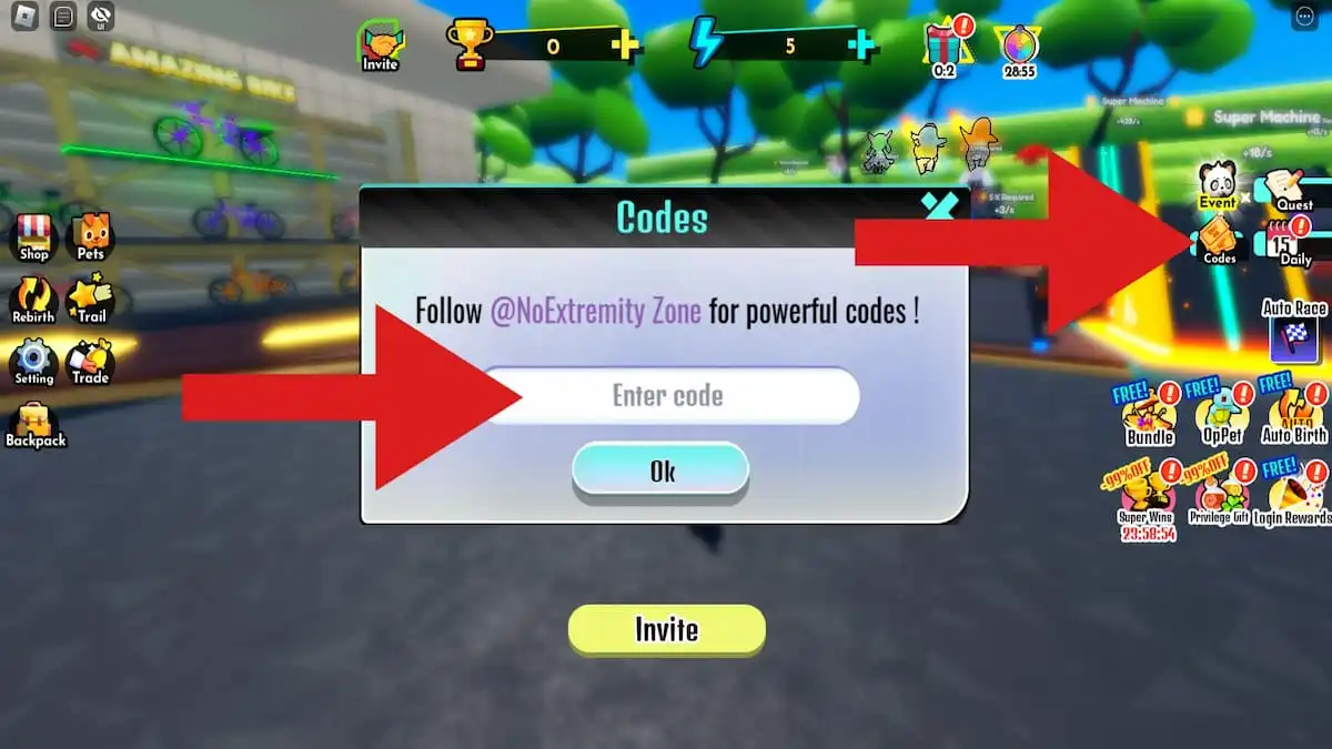 How to redeem codes in Bike Race Simulator