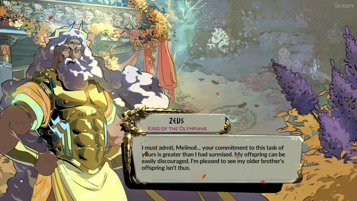 Zeus speaking to Melinoë in Hades 2.