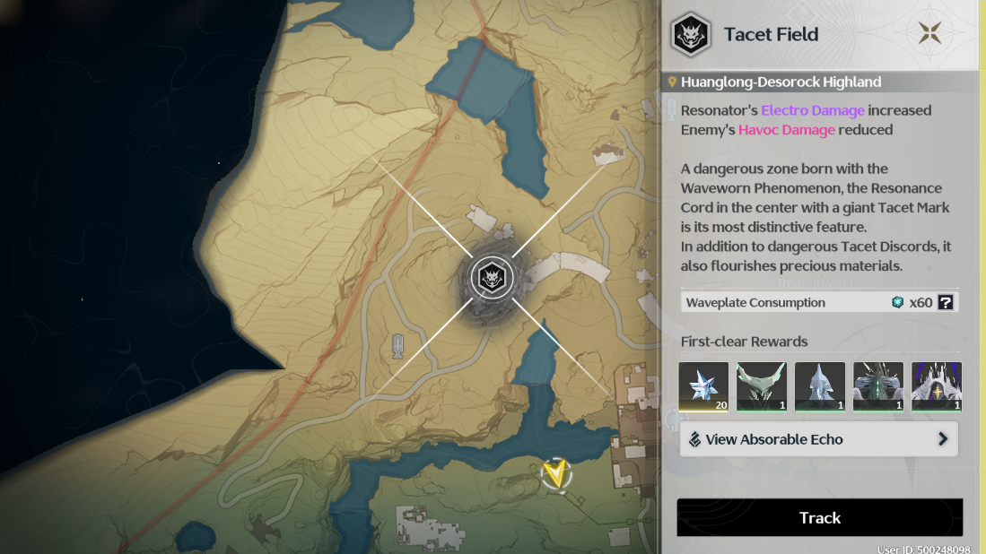 Desorock Highland Tacet Field location