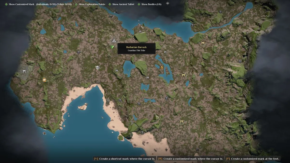 A screenshot of the Soulmask map.