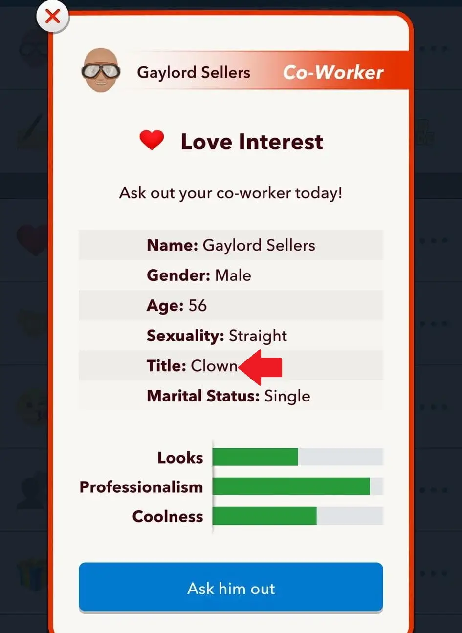 Dating a clown in BitLife.