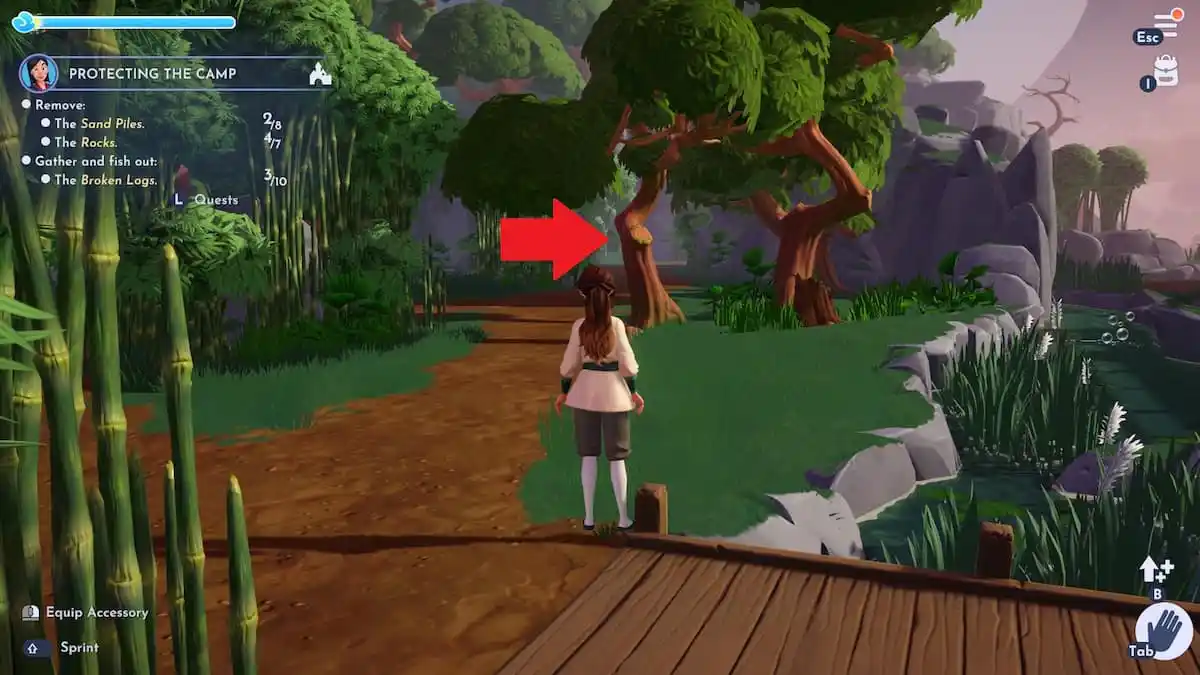 The tree that has the training pants marked in Disney Dreamlight Valley.