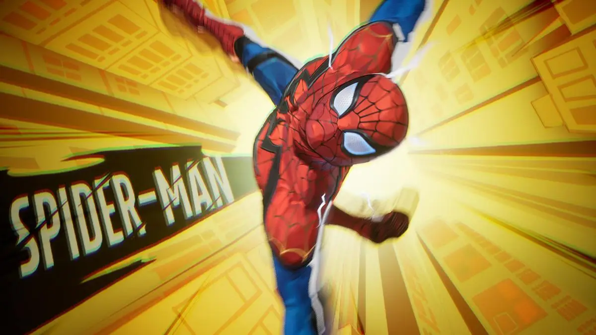 Spider-Man in stylized shot with hero name for the Marvel Rivals hero menu