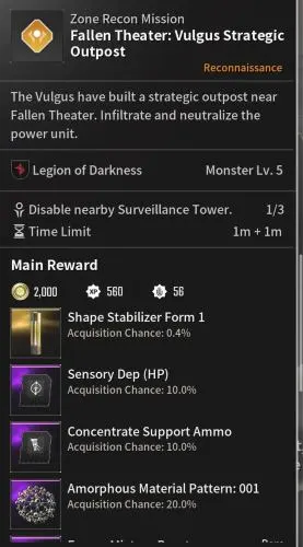 Reward and Acquisition Chances for Void Fragment Mission