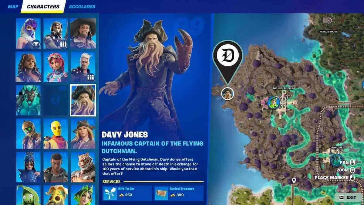 Davy Jones location in Fortnite.