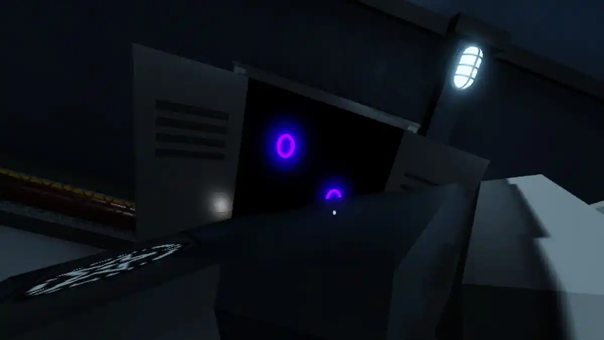 Two glowing purple circles inside a locker in Pressure.