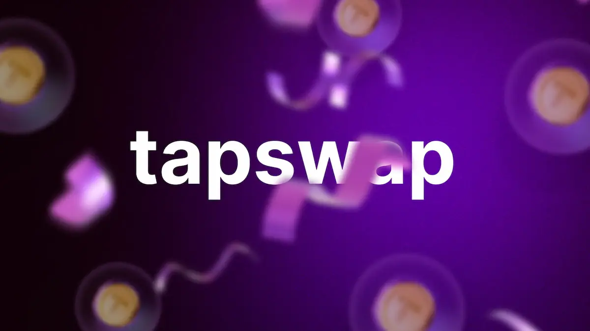 The TapSwap logo with confetti in front of it.