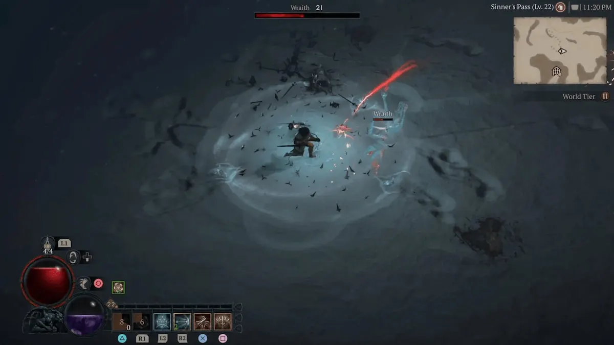 A screenshot from Diablo 4 shows readers a man in the center of a frosty aura, the chill crowd control effect.