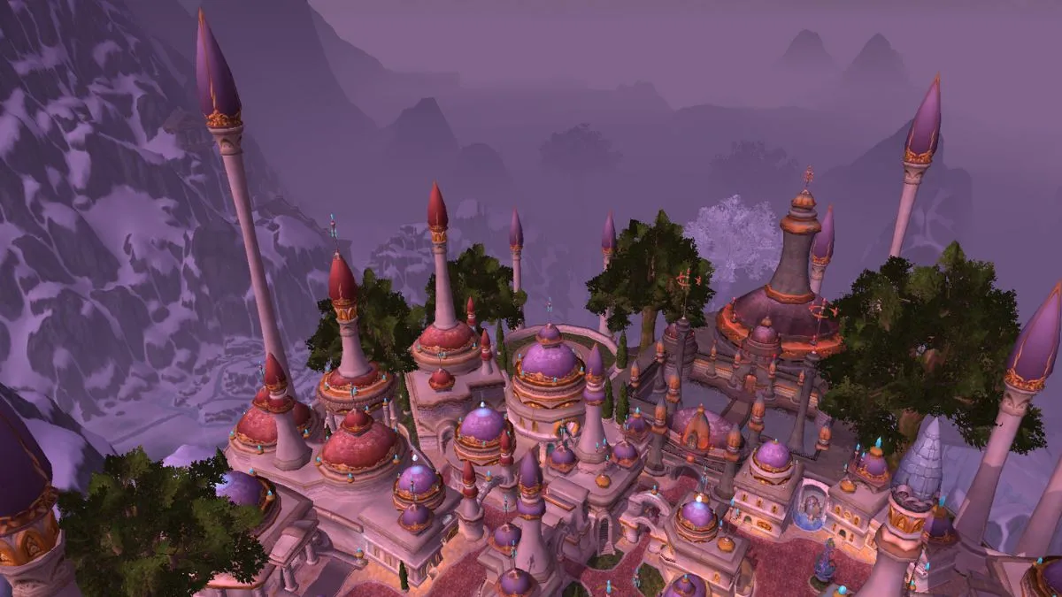 Dalaran city from World of Warcraft shown above.