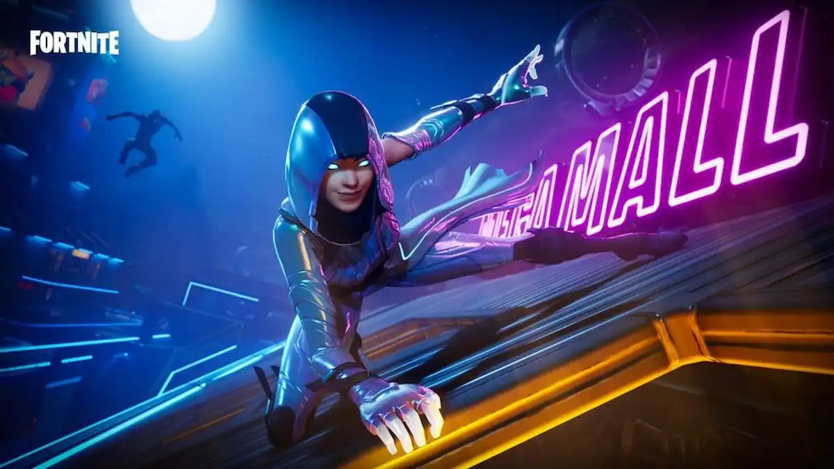 Picture showing the Glow skin in Fortnite who was one of the Samsung collaboration skins.