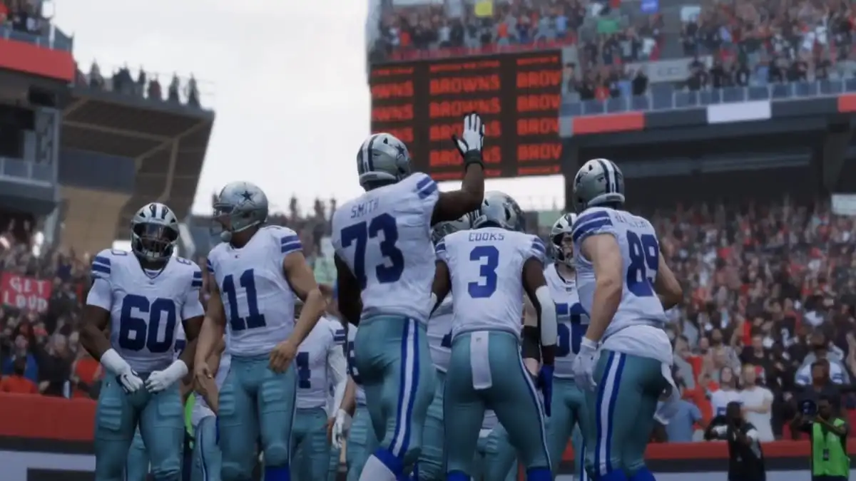 The Dallas Cowboys entering the field in Madden 25.