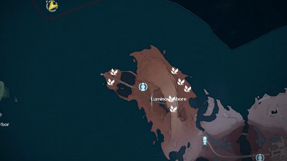 Locations of Pavo Plums on the map of Luminous Shore in Wuthering Waves.