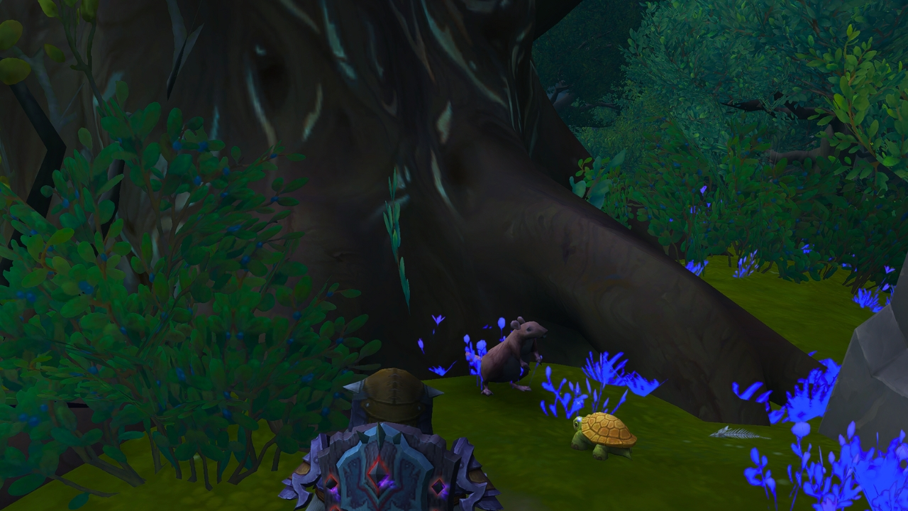 A rat standing on it's feet next to the Dalaran Sewer Turtle in WoW The War Within