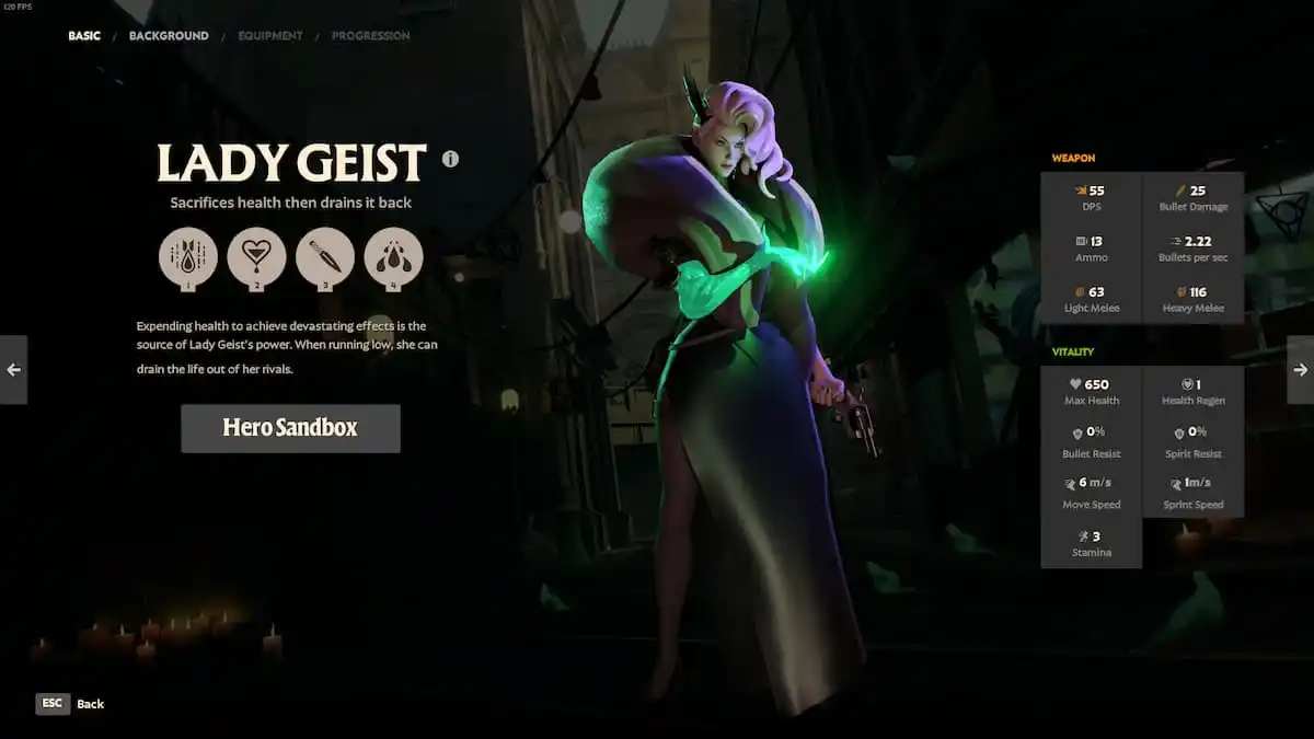 Lady Geist's description and abilities in Deadlock.