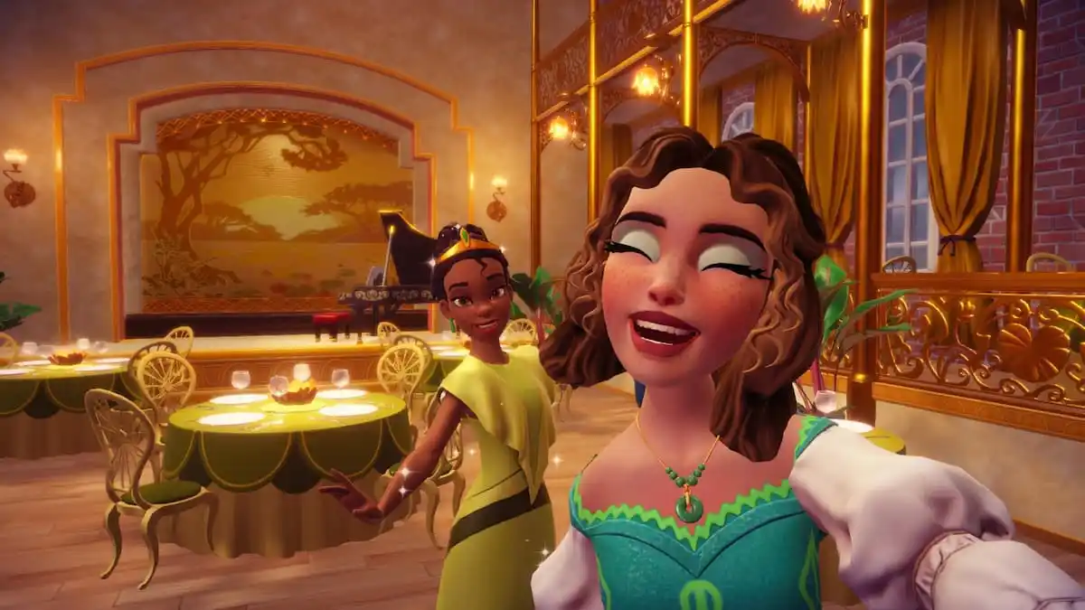 The player with Tiana inside Tiana's Palace.