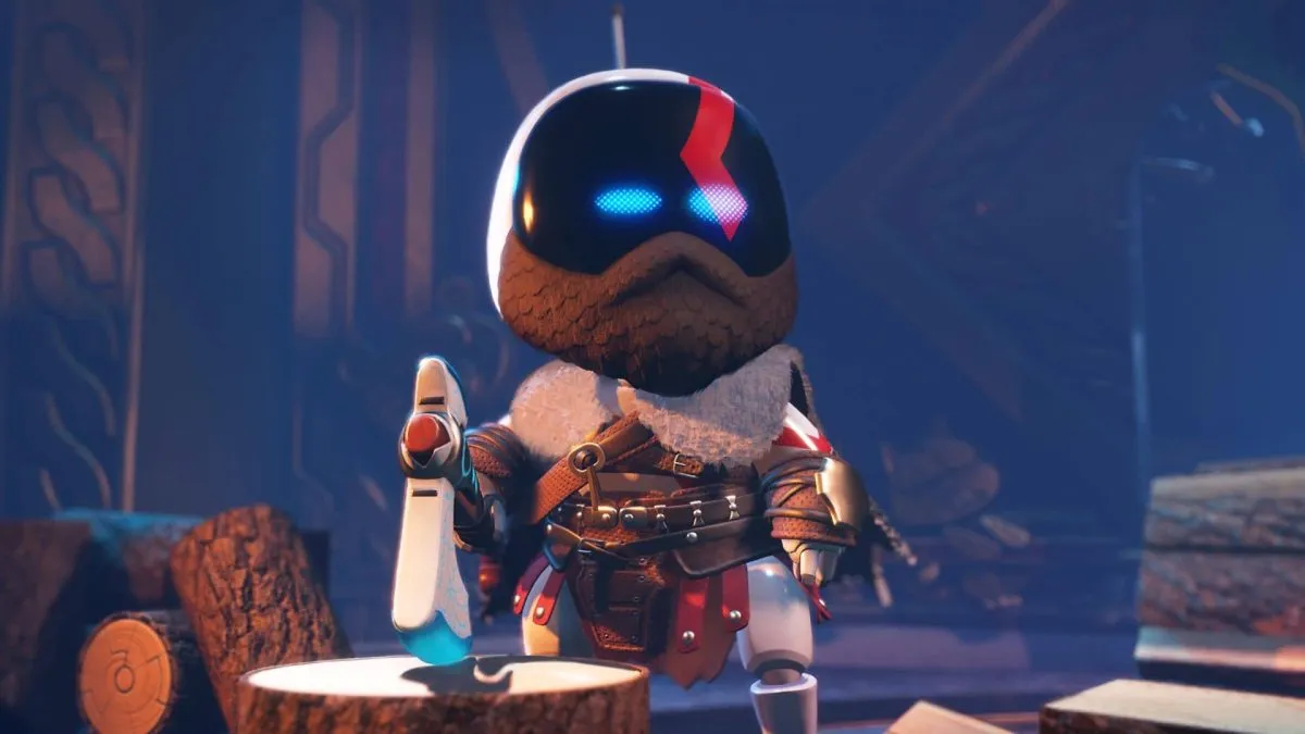 kratos bot in astro bot looking on