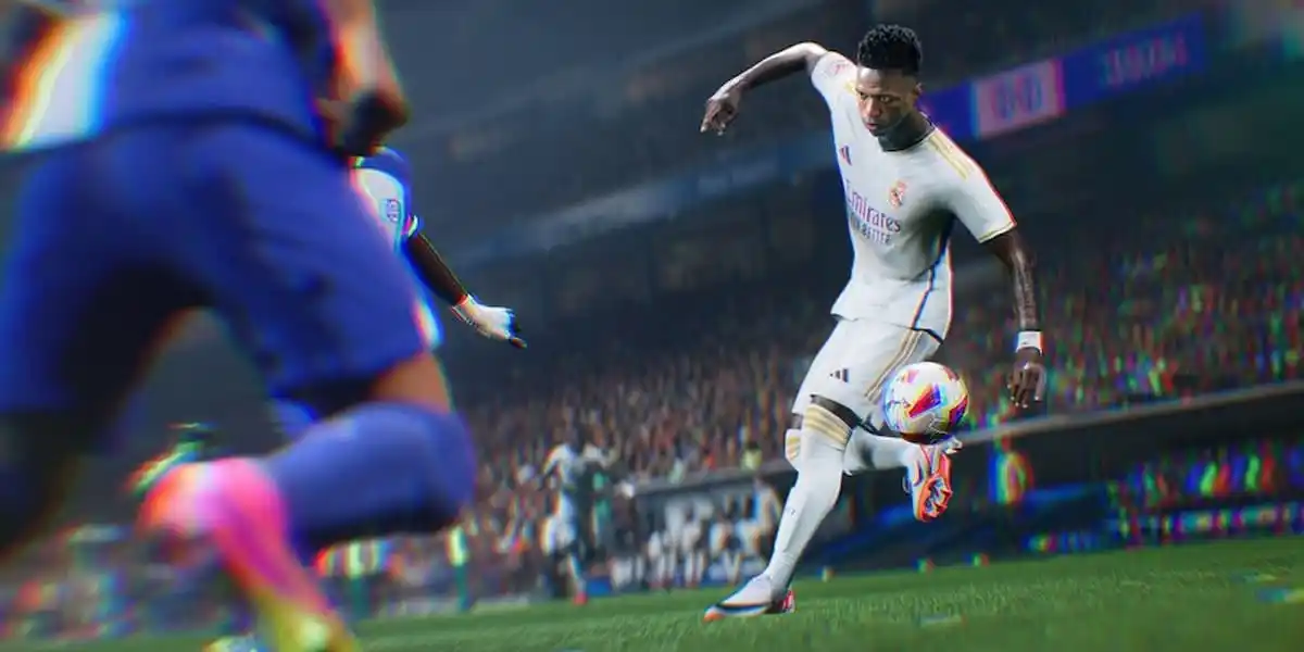 Vinicius Jr. dribbling past defenders in EA FC 25