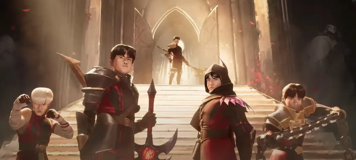 Faker and T1 as they appear in "Heavy is the Crown" by Linkin Park music video