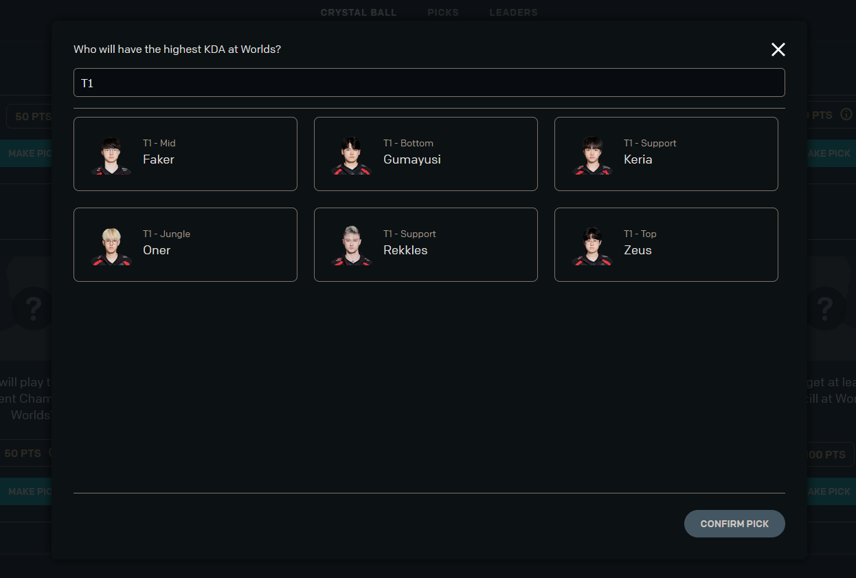 A graphic showing T1's starting roster and rub Rekkles