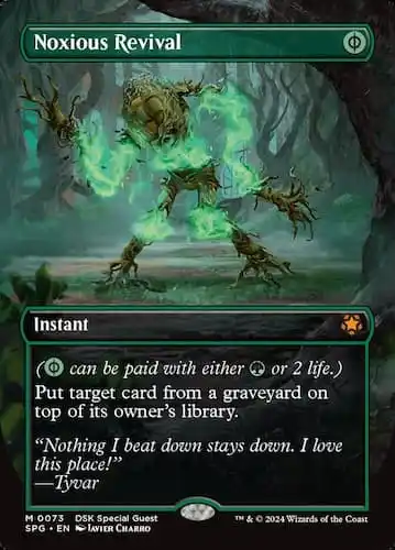 Tree corrupted by green magic in Forest through MTG Duskmourn set