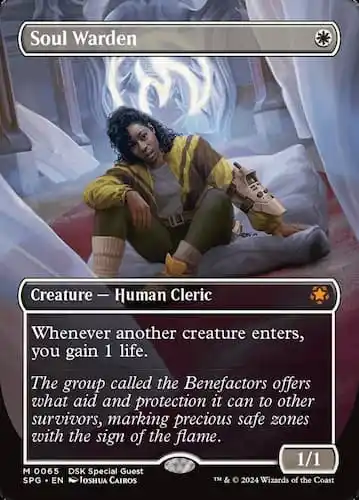 Woman in yellow jacket sitting on pillow in haunted room with magic behind her in Duskmourn MTG set