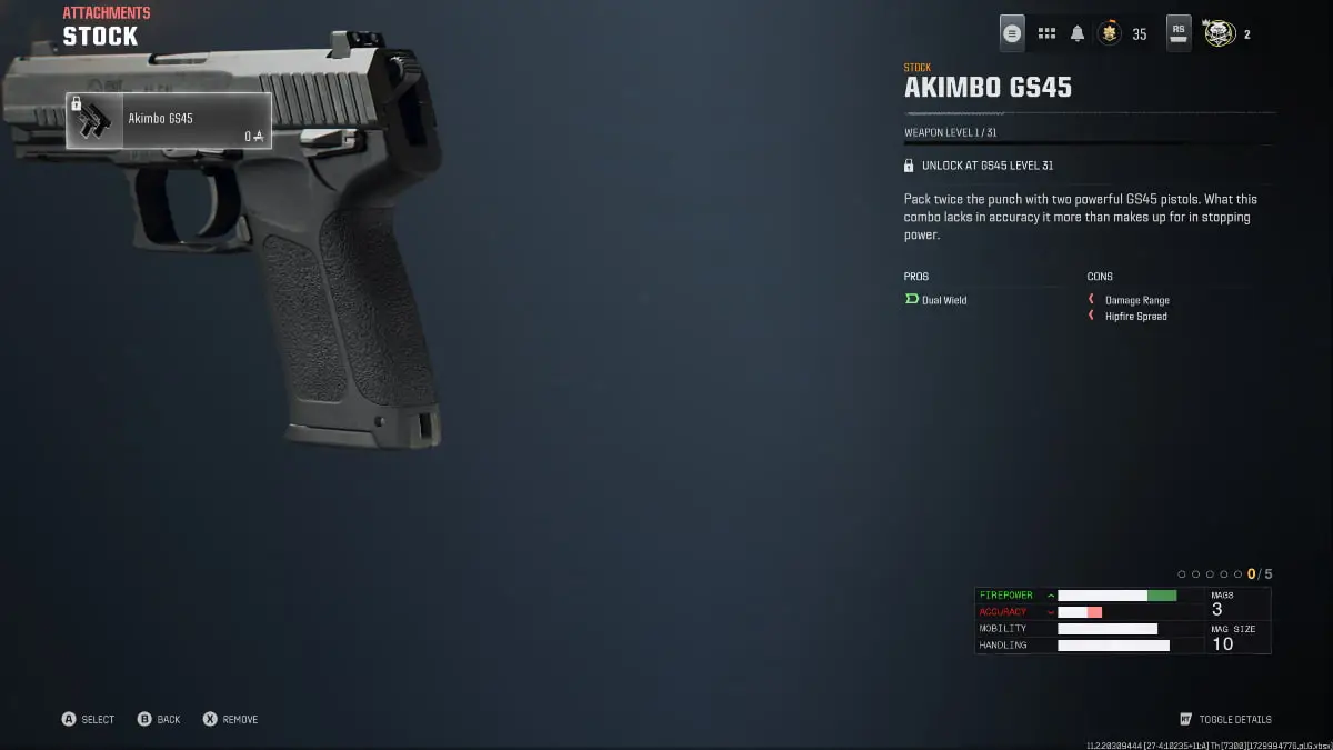 An overview of the Akimbo Stock for the GS45 pistol in Black Ops 6.