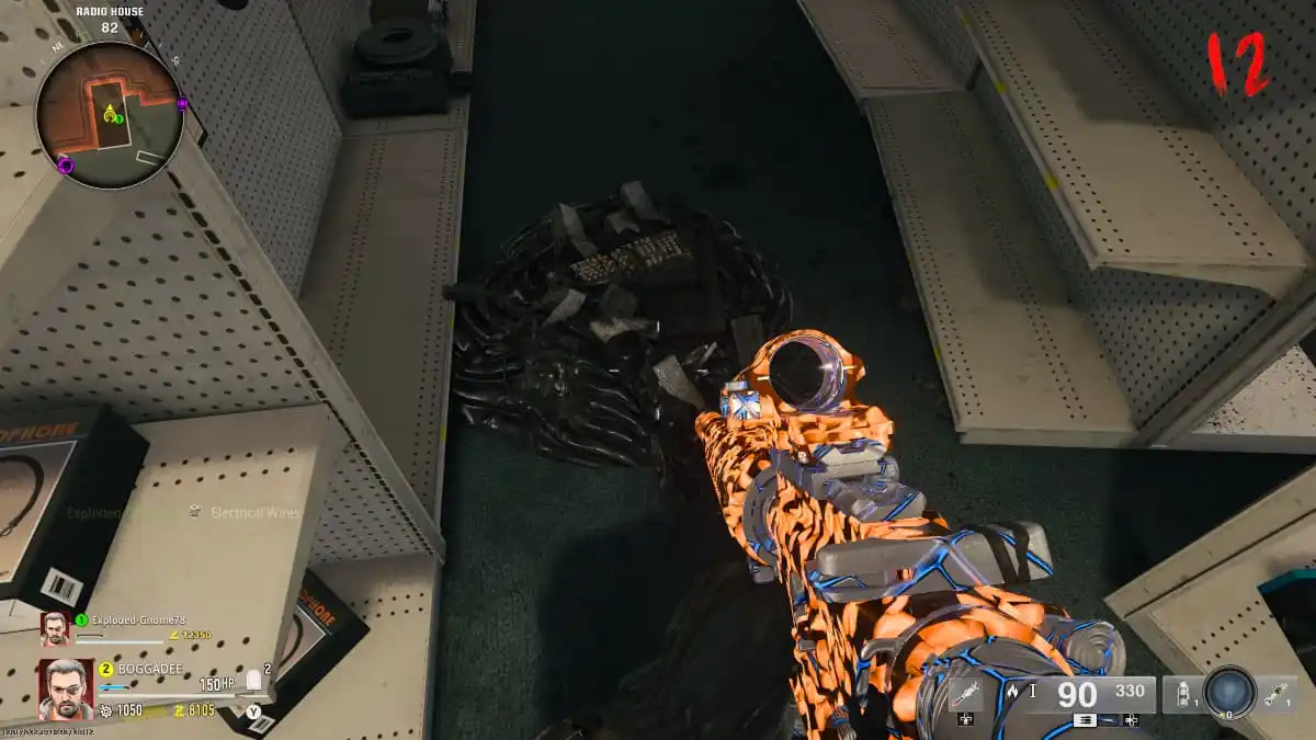 A player looking at a pile of debris on the floor on the Liberty Falls Map in Black Ops 6.