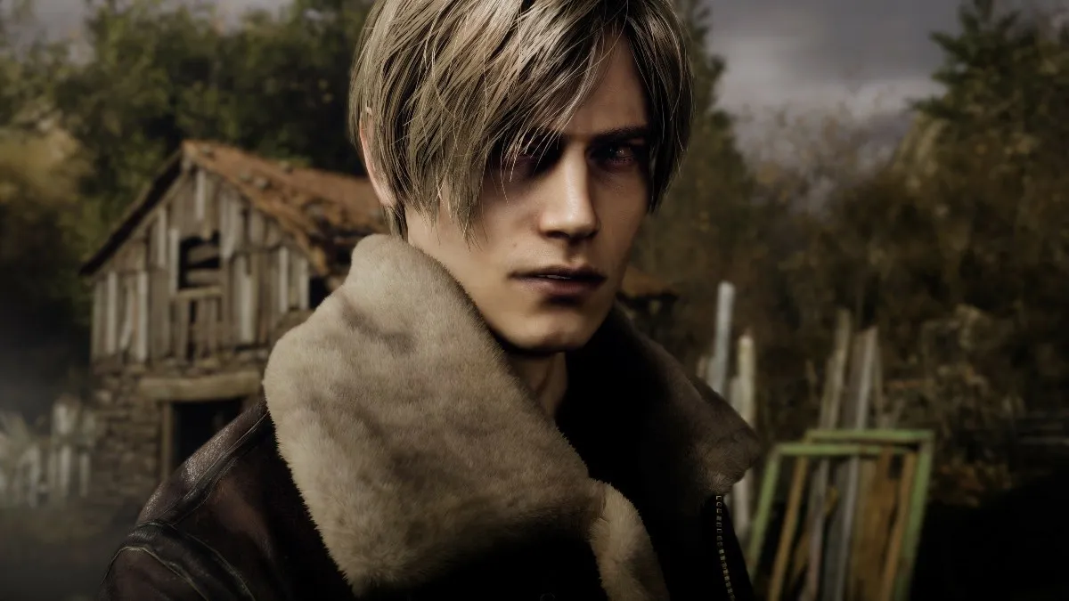 A close-up of Leon Kennedy in a winter jacket