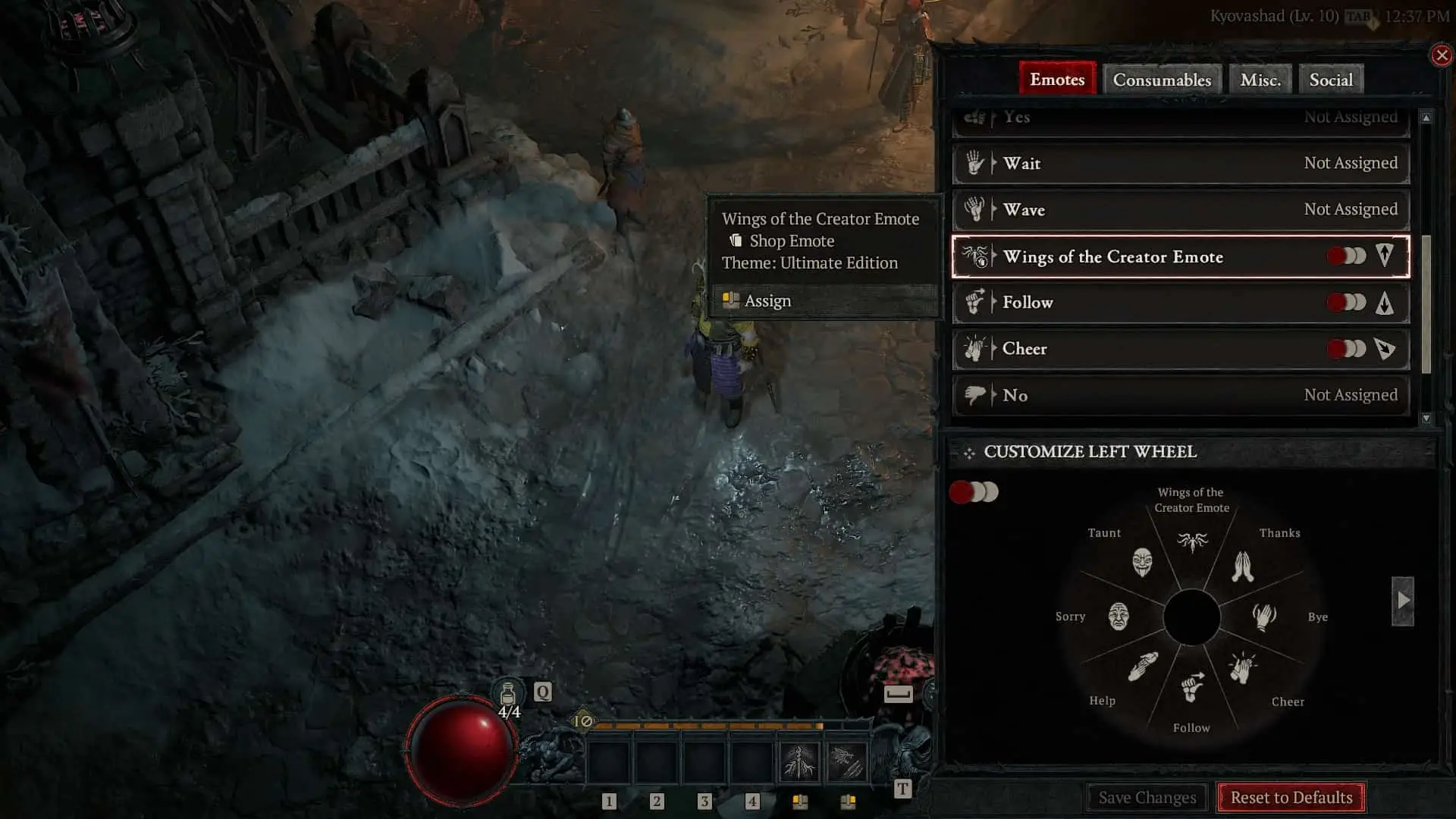 A screenshot of the 'Follow' emote in Diablo 4.