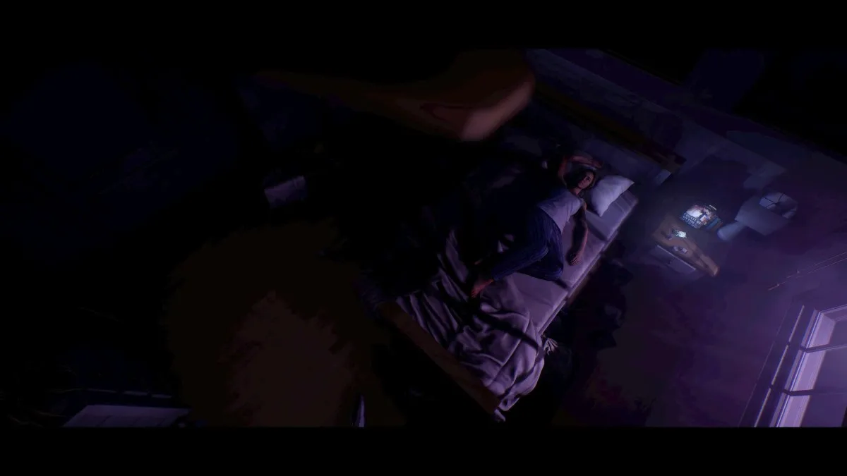 Sam lying in bed in a dreamlike state in the Until Dawn secret ending