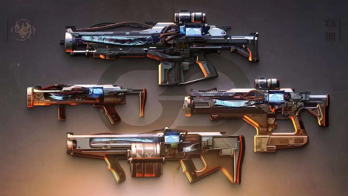 The four weapons in the Vesper's Host dungeon, including an auto rifle, two grenade launchers (one special, one heavy) and a fusion rifle.