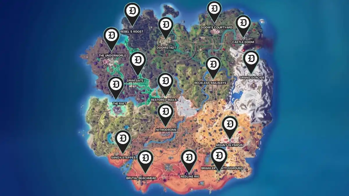 All named locations in Fortnite Chapter Five, season four.