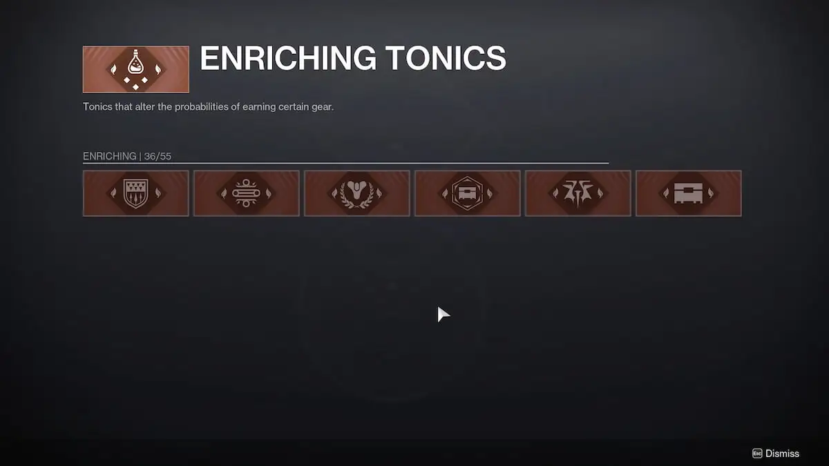 Enriching Tonic menu in Destiny 2