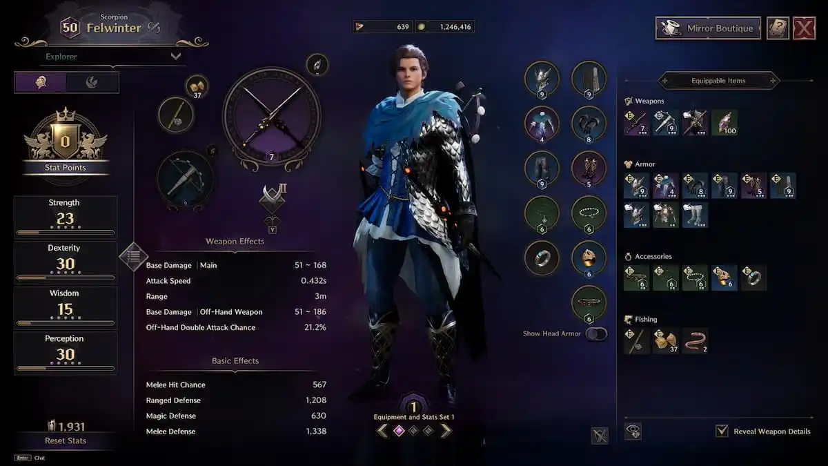 Crossbow Dagger equipment loadout in Throne and Liberty