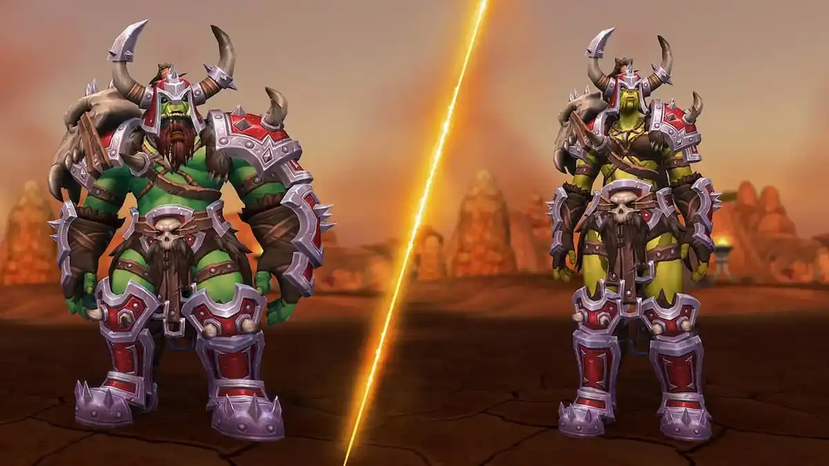 male and female orcs in heritage armor